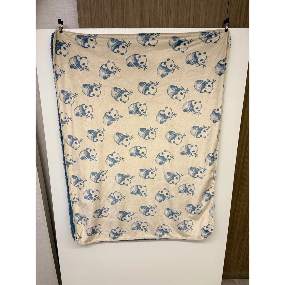 Baby Blanket Panda Sherpa Carters Blue Cream Lovey Replacement Sherpa Nursery